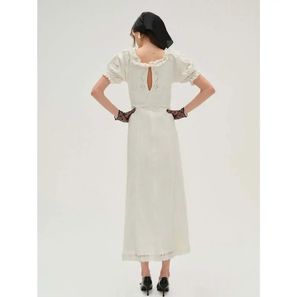 For Love & Lemons Adelie Midi Dress XS / White - Picture 2 of 8